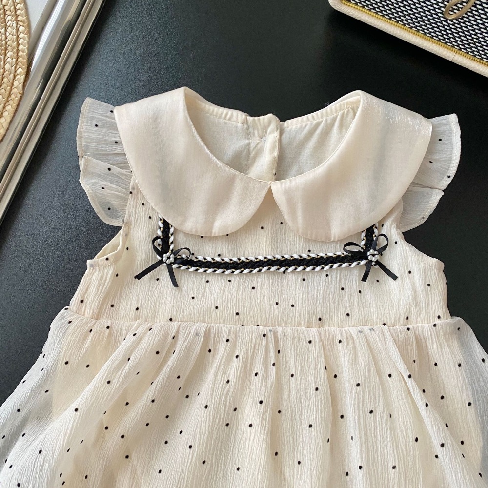 嬰兒波點包屁裙 0-2歲夏季女寶寶韓版娃娃領包屁衣週歲禮服-細節圖3