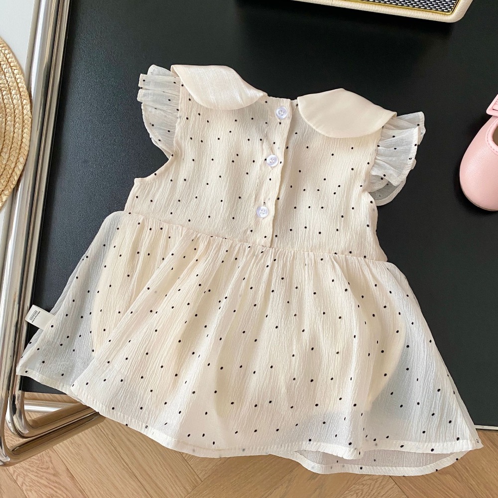 嬰兒波點包屁裙 0-2歲夏季女寶寶韓版娃娃領包屁衣週歲禮服-細節圖5