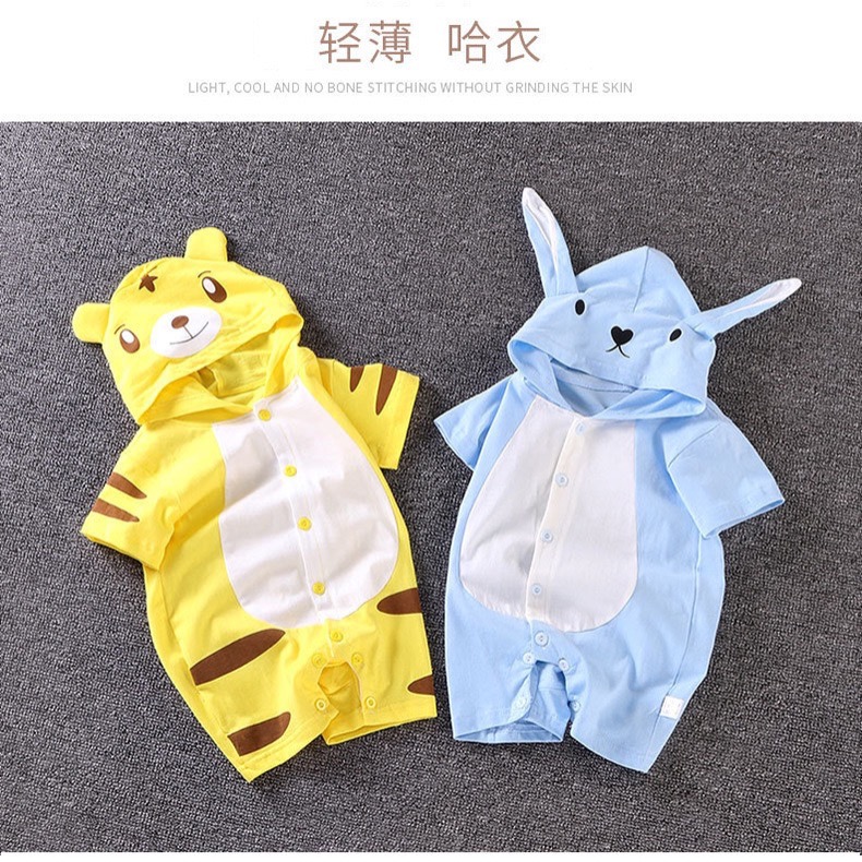 夏季男女寶寶爬服哈衣嬰兒衣服新生兒可愛短袖連體衣-細節圖2