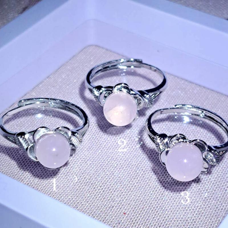 現貨 珠寶戒指 馬粉 粉晶 戒指 銀戒 鍍銀 半銀 天然 可調式 戒圍 活圍 造型 設計 個性-細節圖3