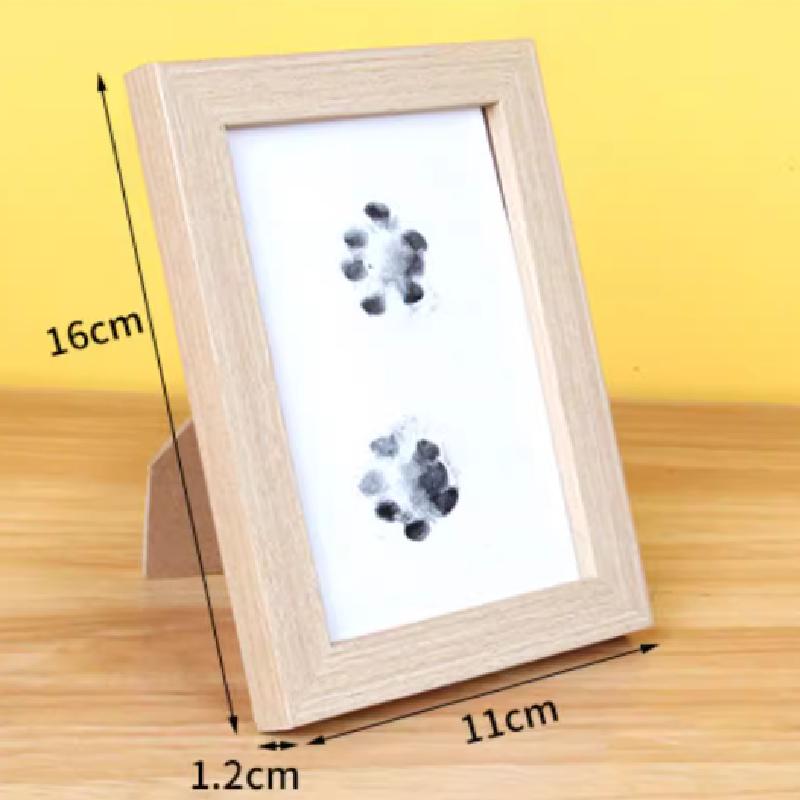 ✨台灣快速出貨✨貓 狗 腳印印台 腳印 紀念 手印 掌印 拓印 免洗 不沾 5吋 相框 印台 不沾墨 鴨子 動物 寵物-細節圖3