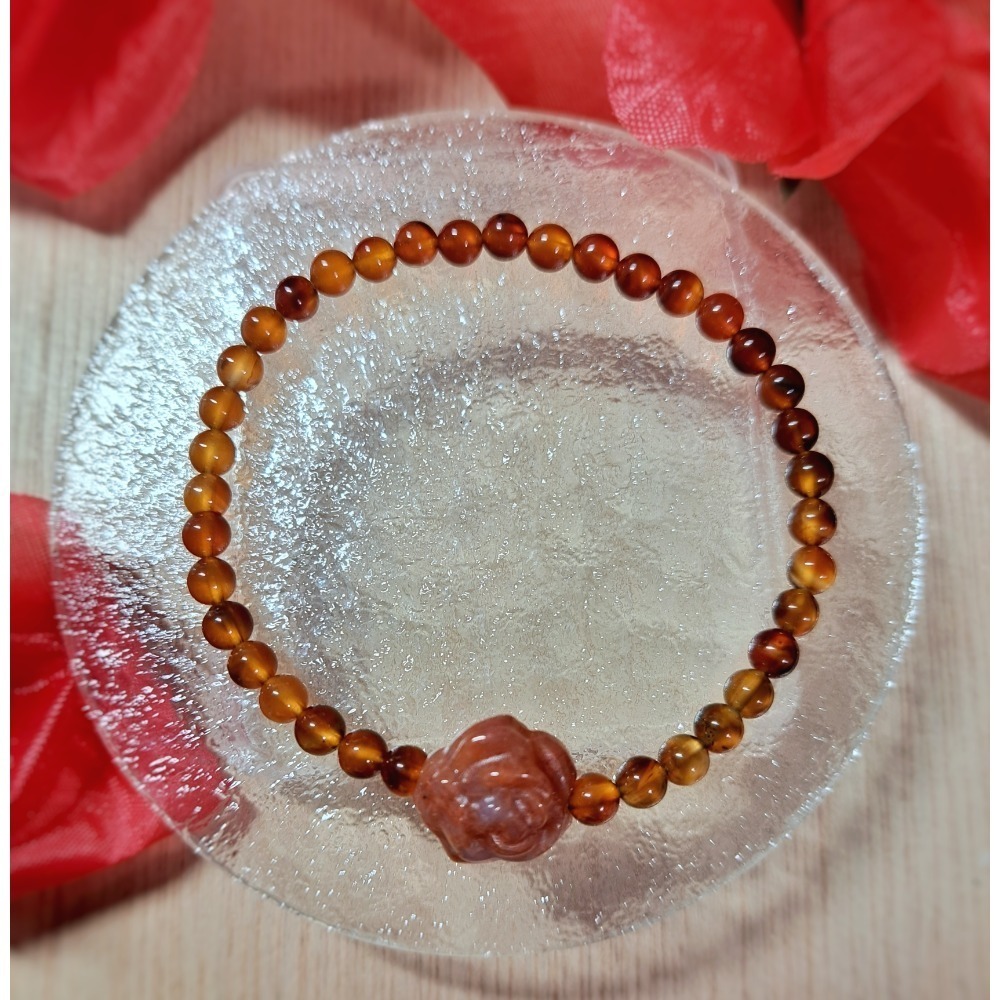 ✵𝖍𝖆𝖓𝖉𝖒𝖆𝖉𝖊✵ 夢幻瑪瑙 南紅瑪瑙 設計款手鍊 手串 飾品 天然石 15圍 4mm 4咪-細節圖2