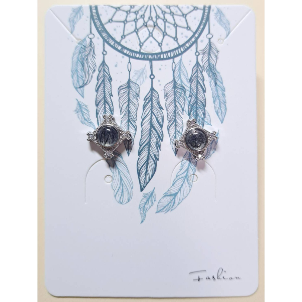 黑髮晶 耳針 耳環 耳釘 領袖石 飾品 清理負能量 驅邪 避禍 領導力 S925銀 抗過敏-細節圖2