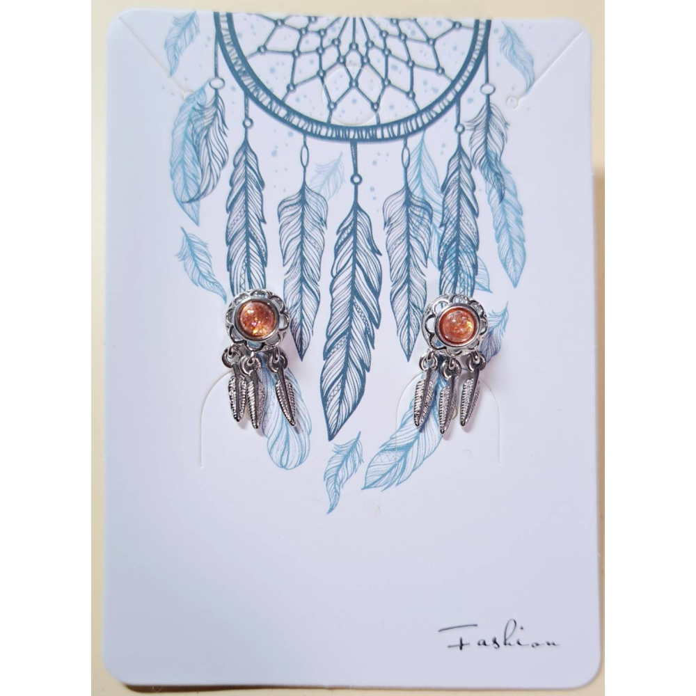 金太陽石 耳針 捕夢網 耳環 耳釘 日長石 愛情 招貴人 改善人際關係 飾品 S925銀 抗過敏-細節圖2