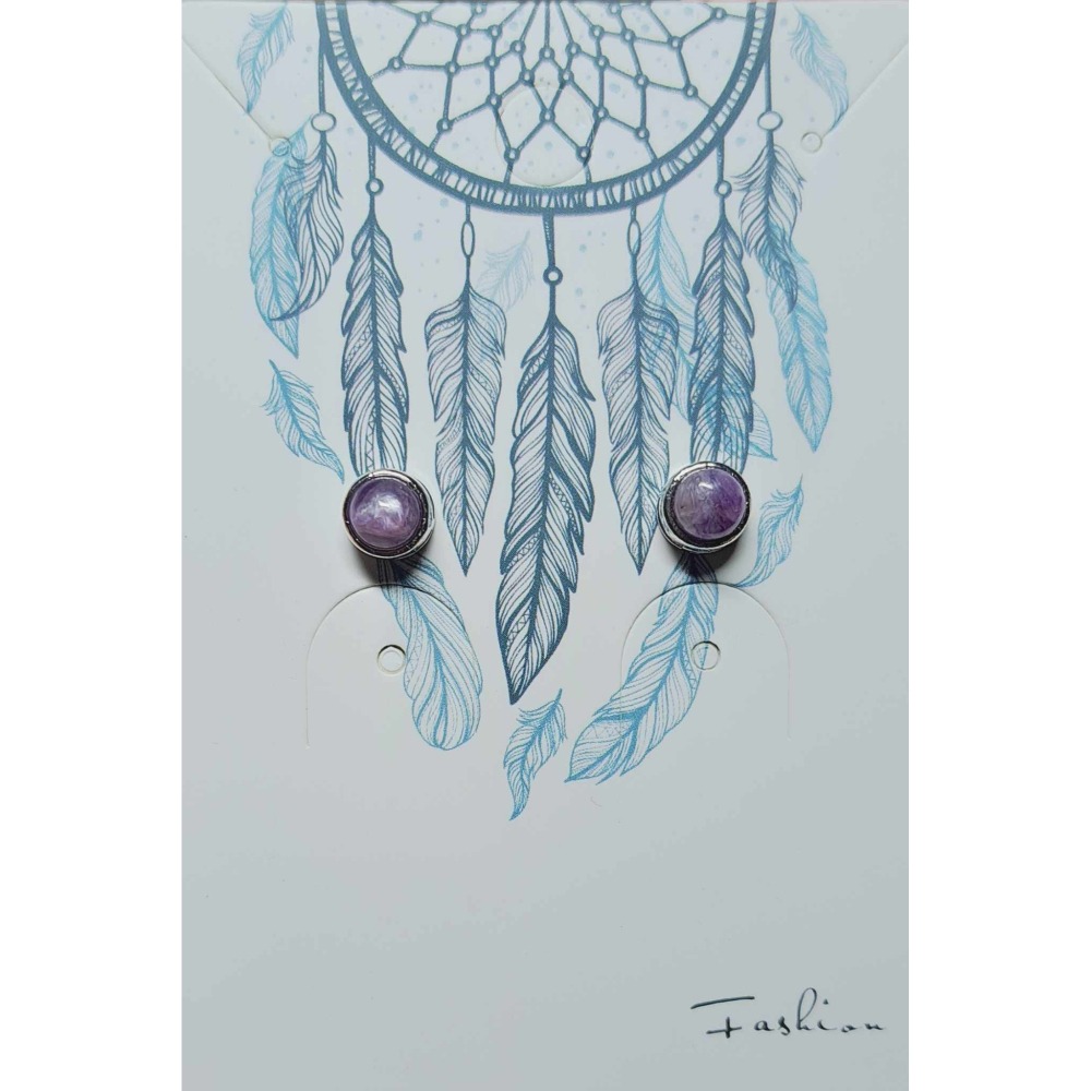 紫龍晶 耳針 耳環 耳釘 查羅石 飾品 智慧之石 S925銀 抗過敏 提升思考力 記憶力 注意力-細節圖2