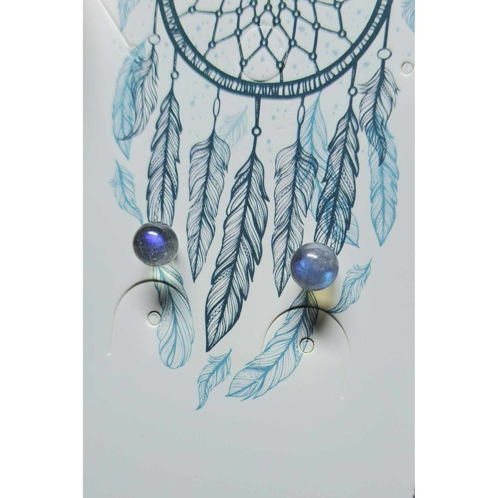 拉長石 耳針 耳環 耳釘 提升睡眠品質 靜心 飾品 S925銀 抗過敏-細節圖2