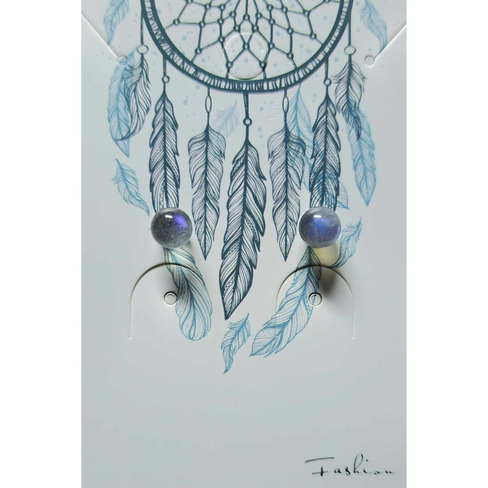 拉長石 耳針 耳環 耳釘 提升睡眠品質 靜心 飾品 S925銀 抗過敏-細節圖3