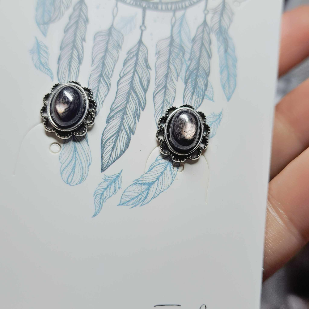 金運石 耳針 耳環 耳釘 飾品 紫蘇輝石 招財 保平安 化煞 S925銀 抗過敏-細節圖3