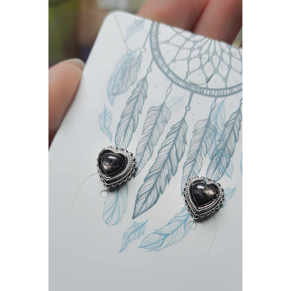 金運石 愛心 耳針 耳環 耳釘 飾品 紫蘇輝石 招財 保平安 化煞 S925銀 抗過敏-細節圖3