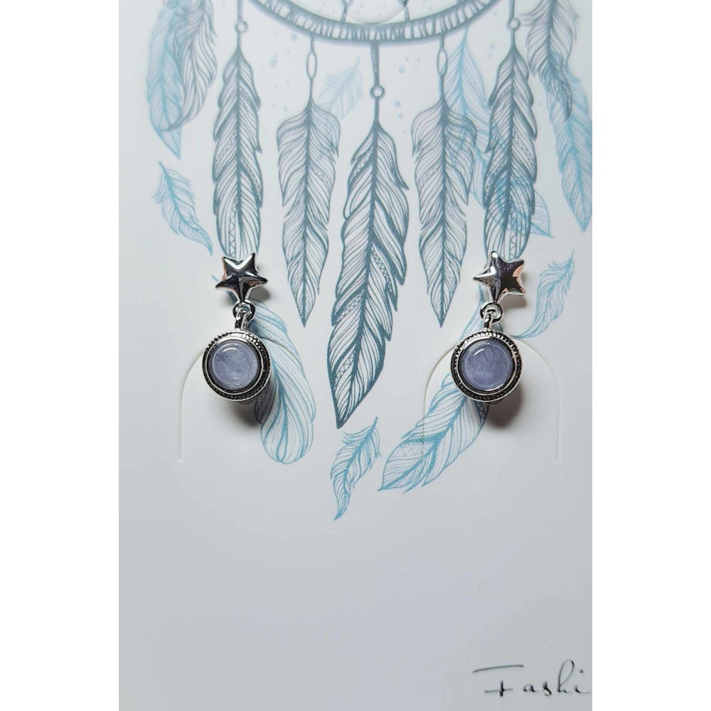 坦桑石 丹泉石 星星 耳針 耳環 耳釘 十二月 誕生石 飾品 垂掛  S925銀 抗過敏-細節圖2