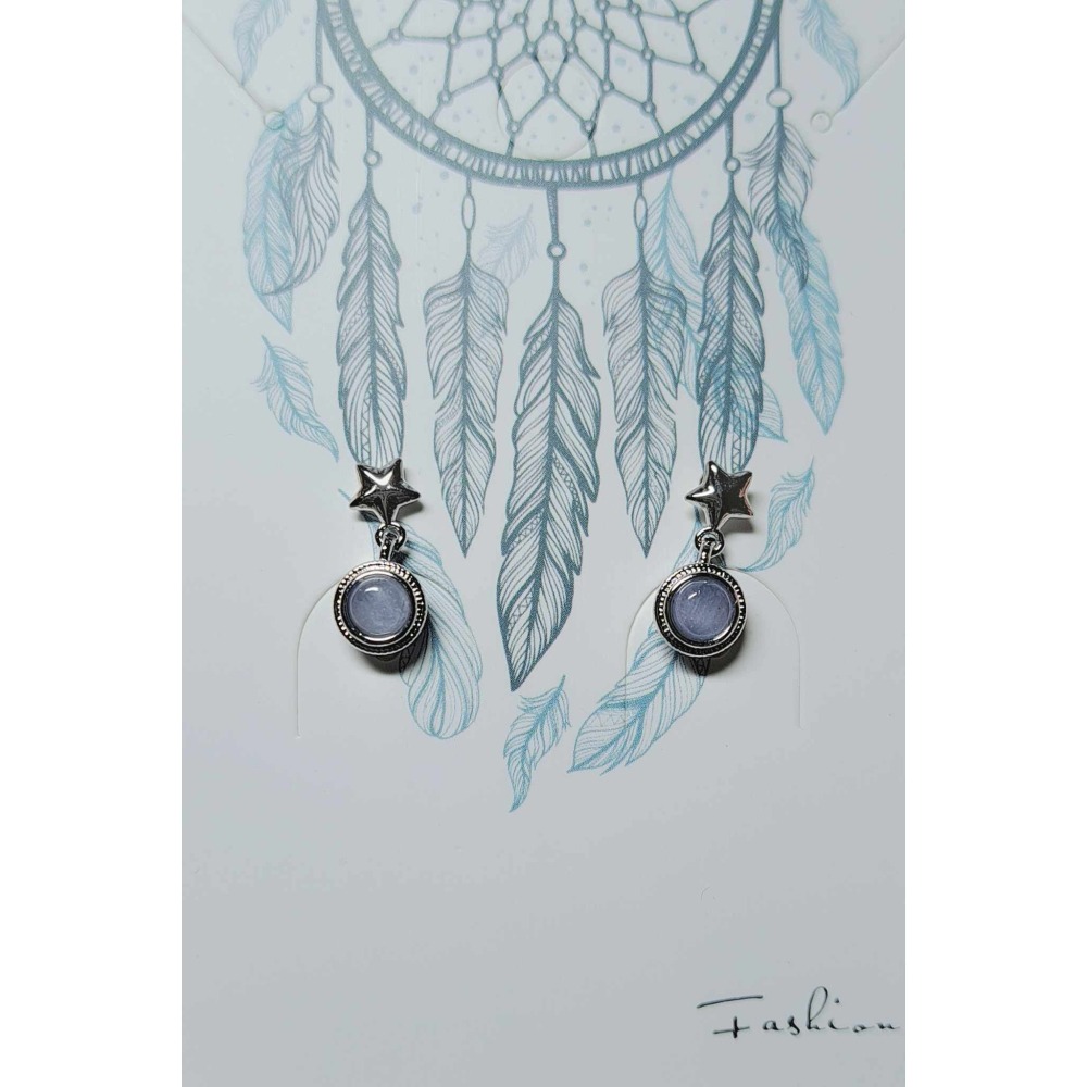 坦桑石 丹泉石 星星 耳針 耳環 耳釘 十二月 誕生石 飾品 垂掛  S925銀 抗過敏-細節圖3