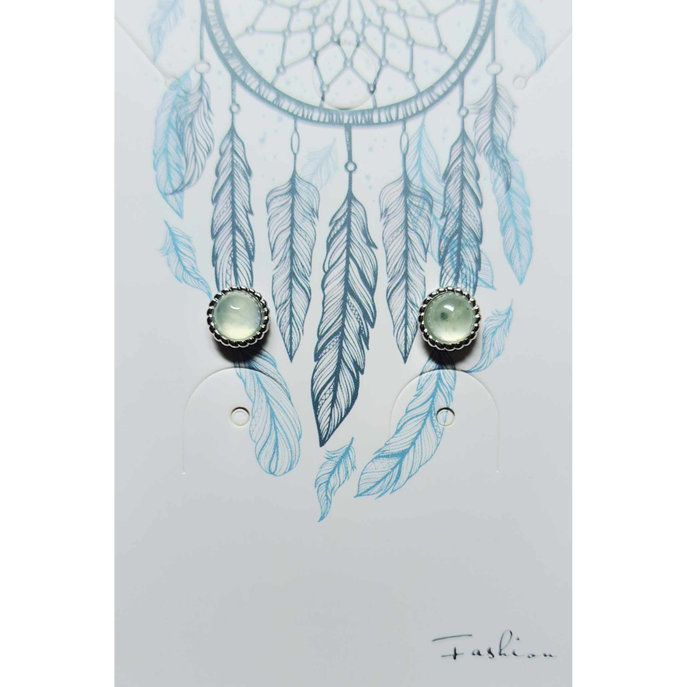 葡萄石 耳針 耳環 耳釘 飾品 正財 心輪 財運 S925銀 抗過敏-細節圖2