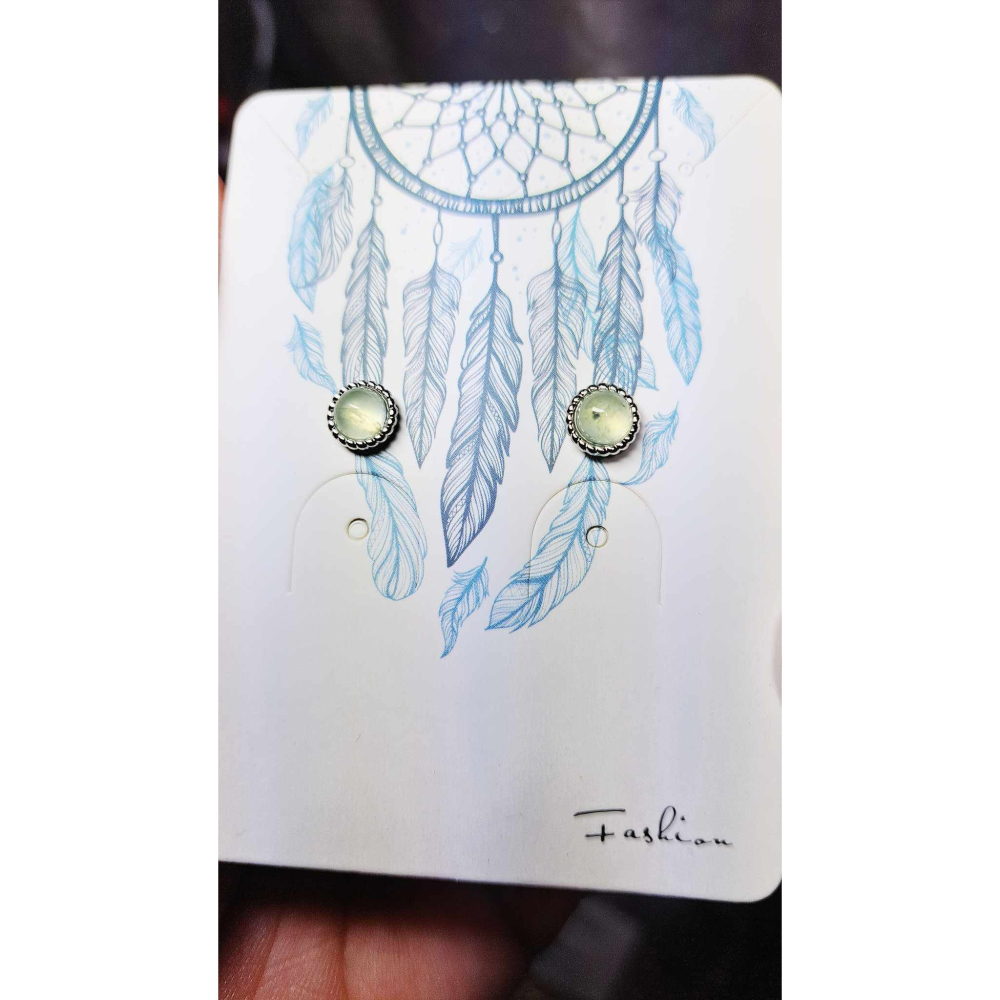 葡萄石 耳針 耳環 耳釘 飾品 正財 心輪 財運 S925銀 抗過敏-細節圖3