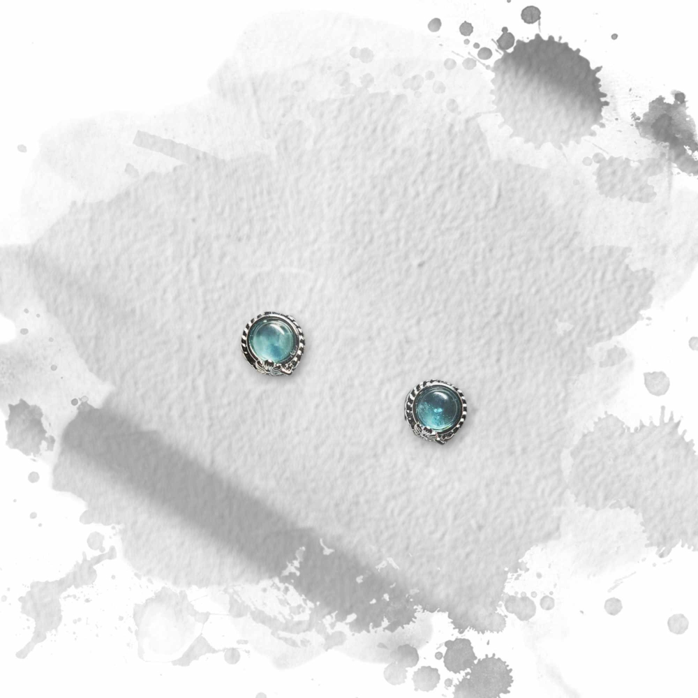 藍磷灰 藍磷輝 花朵 耳針 耳環 耳釘 飾品 喉輪 表達能力 合作 S925銀 抗過敏-細節圖3