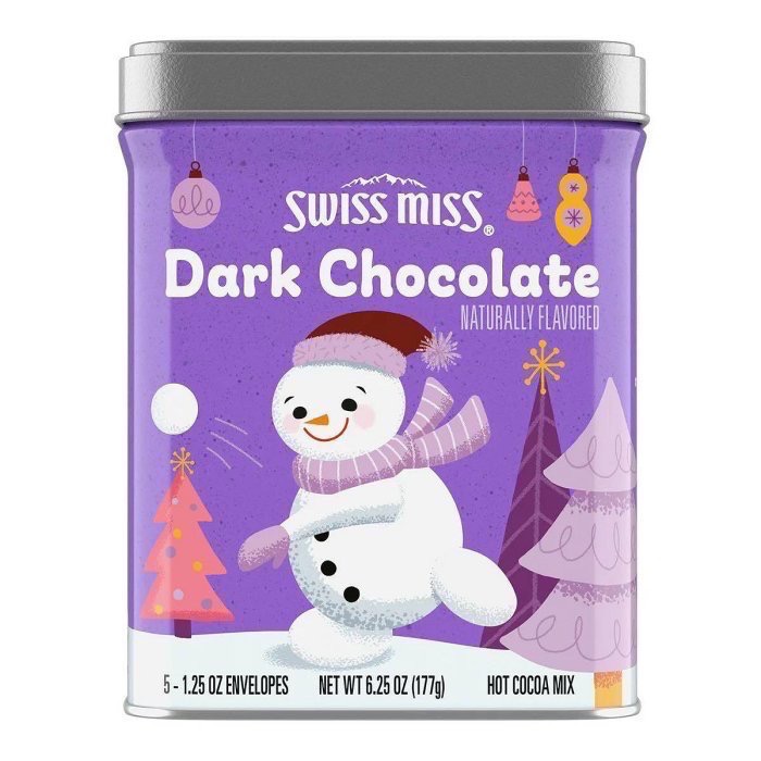 Swiss Miss 可可粉 熱可可 即溶巧克力 牛奶巧克力、棉花糖 薄荷、黑巧克力 聖誕禮物交換 禮盒四入組 美國原裝-細節圖3