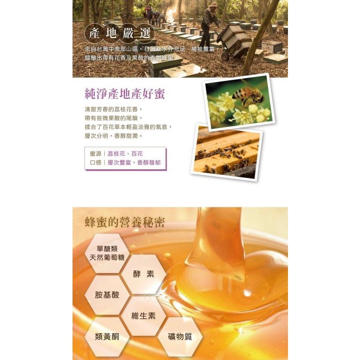 蜜蜂工坊 Beelove 高山蜂蜜禮盒 700公克 X 2入 台灣蜂蜜 荔枝+百花蜂蜜-細節圖5