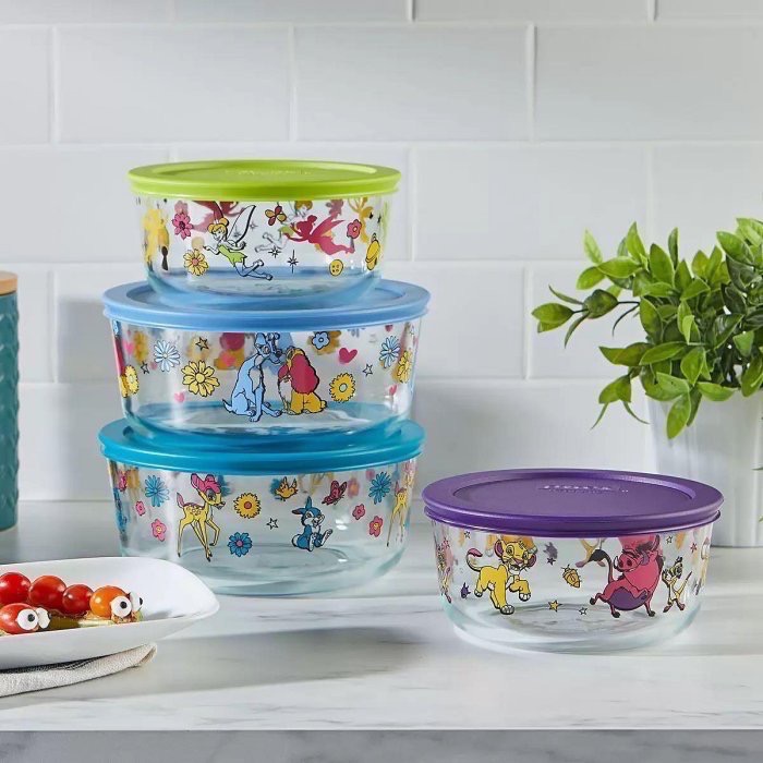 Pyrex Disney 玻璃保鮮盒微波盒組迪士尼聯名米 獅子王辛巴小鹿斑比 美國製 可微波烤箱洗碗機-細節圖2