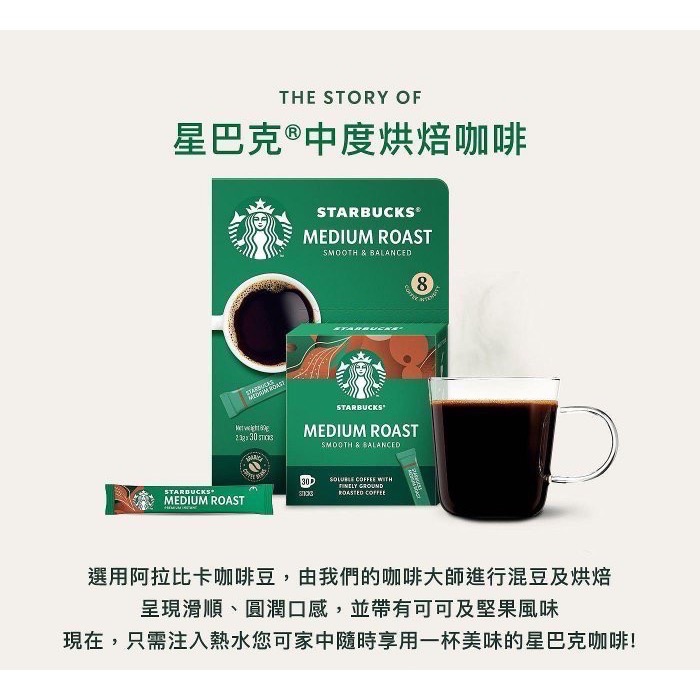 Starbucks premium 星巴克 特選系列 中度烘焙咖啡隨手包 2.3公克*30包 阿拉比卡豆即溶咖啡 黑咖啡-細節圖2