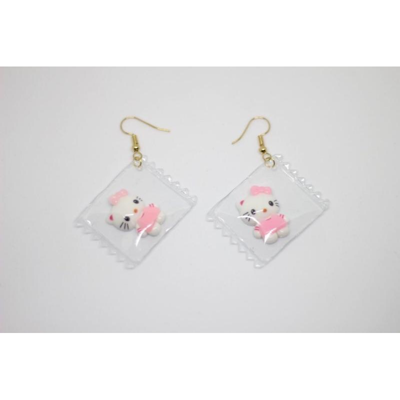 手作 可愛 甜甜圈 愛心 透明糖果包裝袋 多款造型 垂墜式 耳勾 耳環  (可改成夾式)-細節圖5