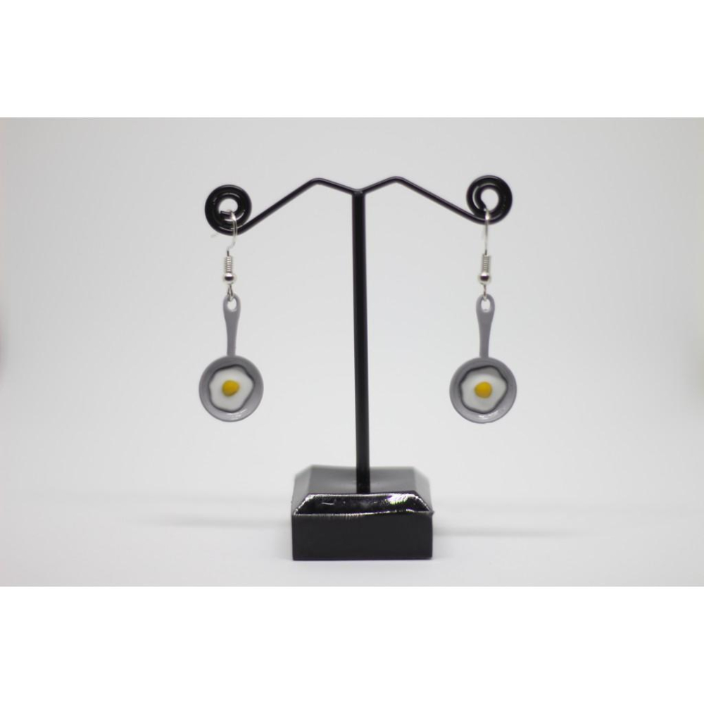 手作 超多款馬卡龍顏色 平底鍋煎蛋 造型 垂墜式 耳勾 耳環 (可改成耳夾)-細節圖3