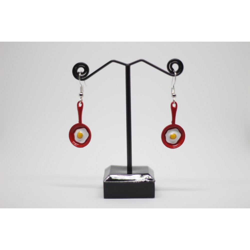 手作 超多款馬卡龍顏色 平底鍋煎蛋 造型 垂墜式 耳勾 耳環 (可改成耳夾)-細節圖5