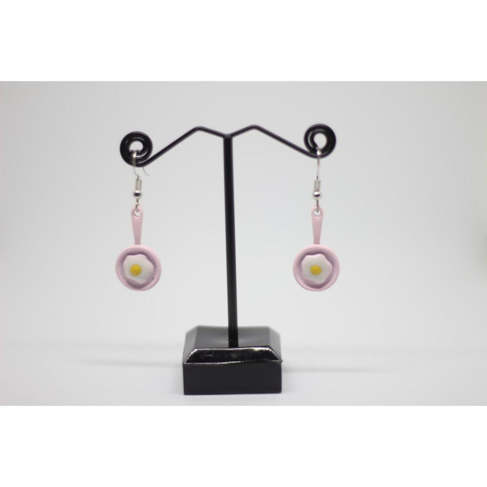 手作 超多款馬卡龍顏色 平底鍋煎蛋 造型 垂墜式 耳勾 耳環 (可改成耳夾)-細節圖6