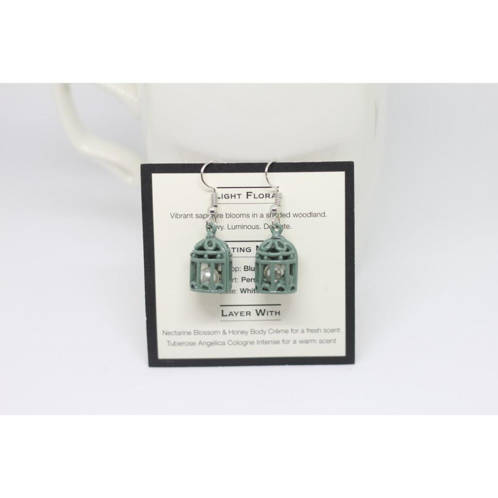 特價 手作 超可愛 馬卡龍色 鳥籠造型 珍珠 垂墜式 耳勾 耳環(可改夾式)-細節圖2