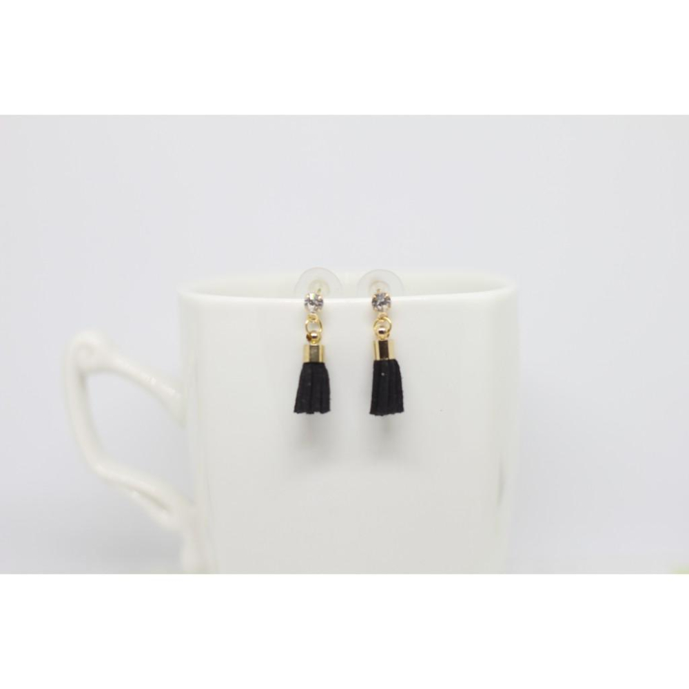 手作 流蘇 垂墜式 鋯石耳針 耳環(可改夾式)-細節圖2