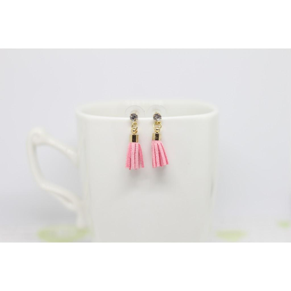 手作 流蘇 垂墜式 鋯石耳針 耳環(可改夾式)-細節圖5