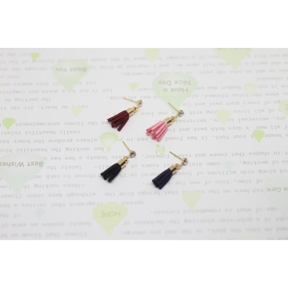 手作 流蘇 垂墜式 鋯石耳針 耳環(可改夾式)-細節圖6