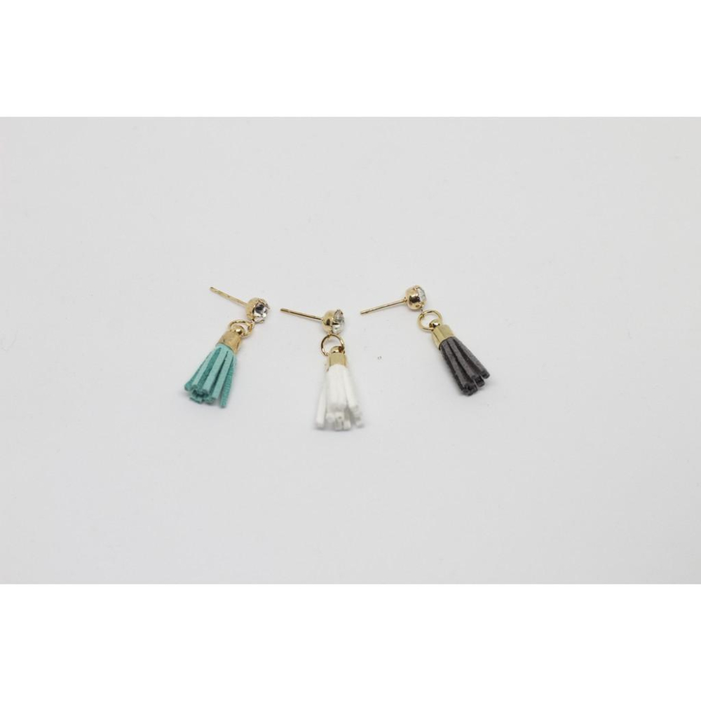 手作 流蘇 垂墜式 鋯石耳針 耳環(可改夾式)-細節圖7