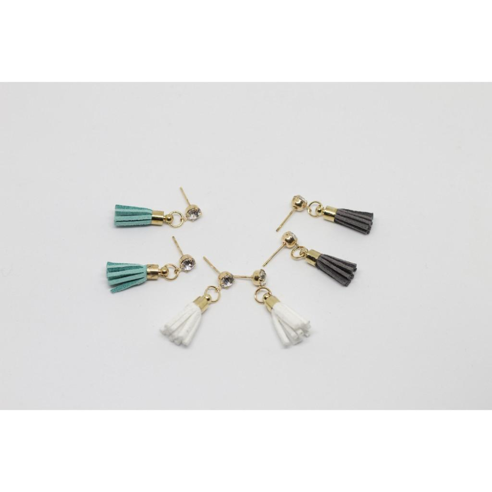 手作 流蘇 垂墜式 鋯石耳針 耳環(可改夾式)-細節圖8