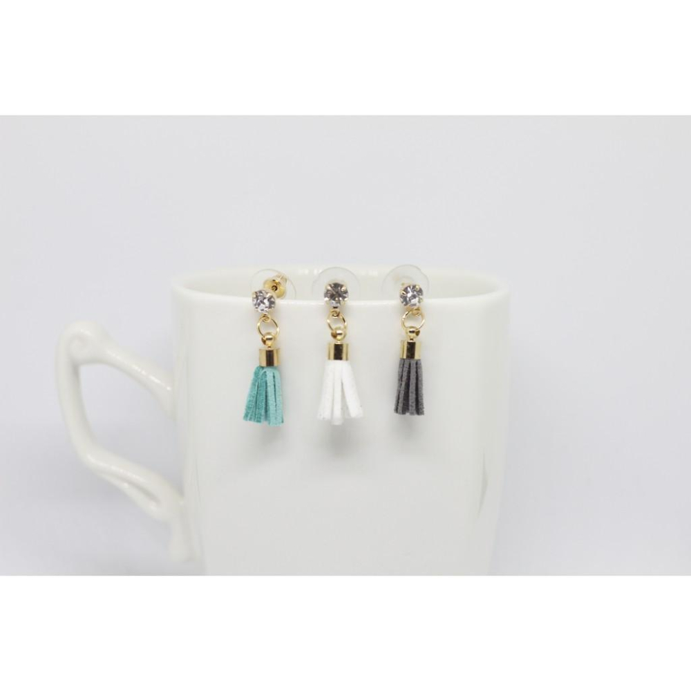 手作 流蘇 垂墜式 鋯石耳針 耳環(可改夾式)-細節圖9