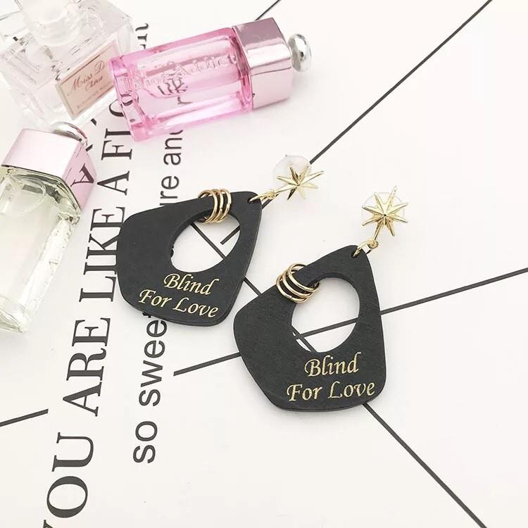 韓國 復古 幾何圖形 木質元素 星星耳針 聖誕節 垂墜式 耳針 耳環-細節圖2