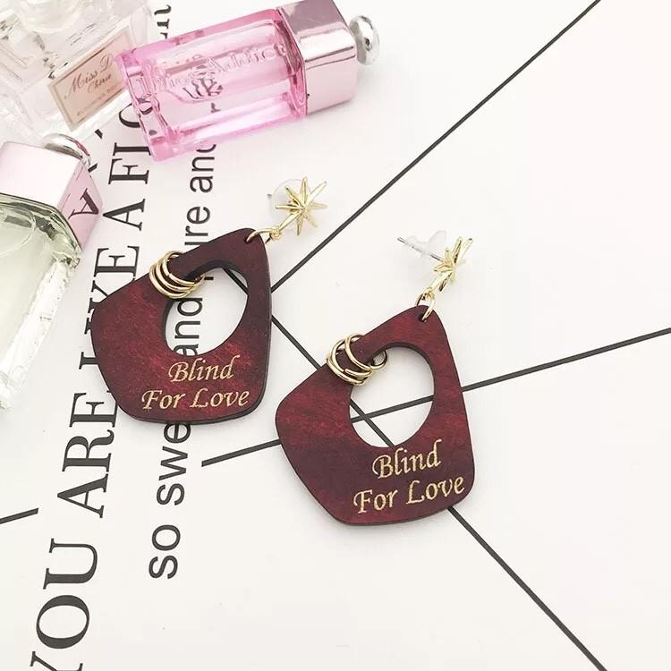 韓國 復古 幾何圖形 木質元素 星星耳針 聖誕節 垂墜式 耳針 耳環-細節圖4