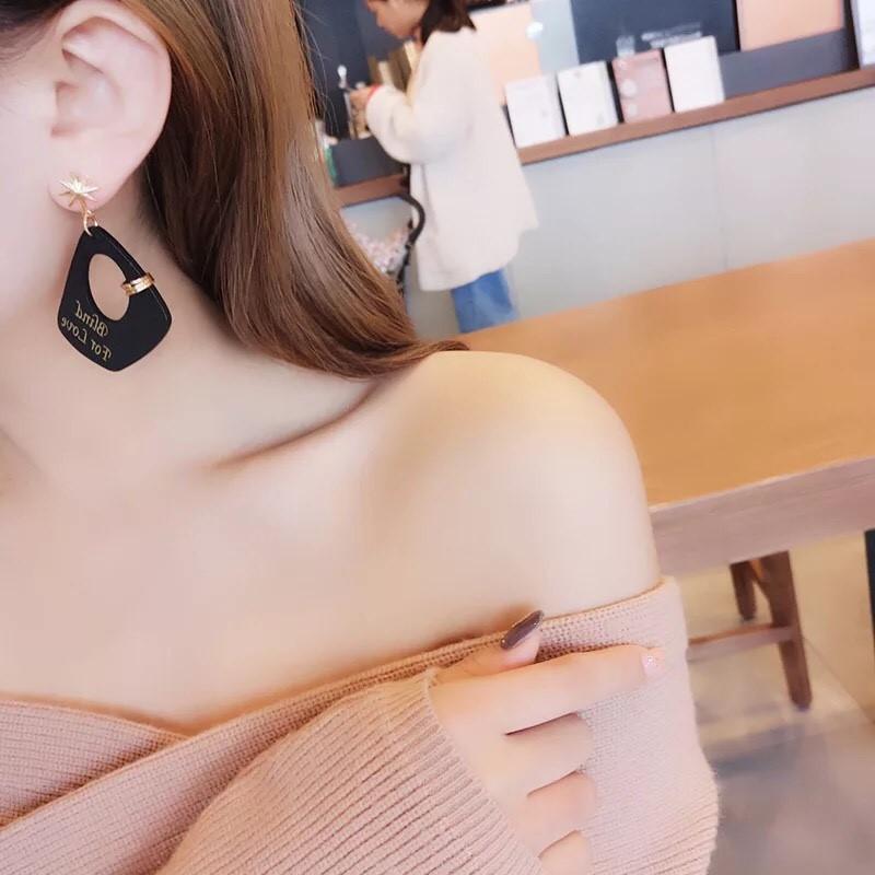 韓國 復古 幾何圖形 木質元素 星星耳針 聖誕節 垂墜式 耳針 耳環-細節圖5