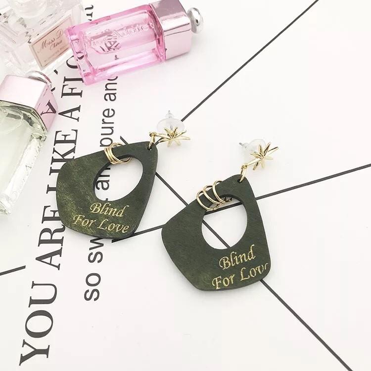 韓國 復古 幾何圖形 木質元素 星星耳針 聖誕節 垂墜式 耳針 耳環-細節圖6