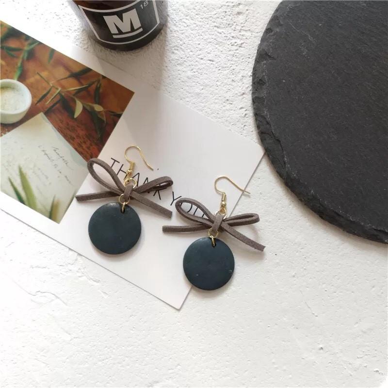 秋冬新款 可愛 蝴蝶結 木頭元素 垂墜式 耳勾 耳環(可改夾式)-細節圖5