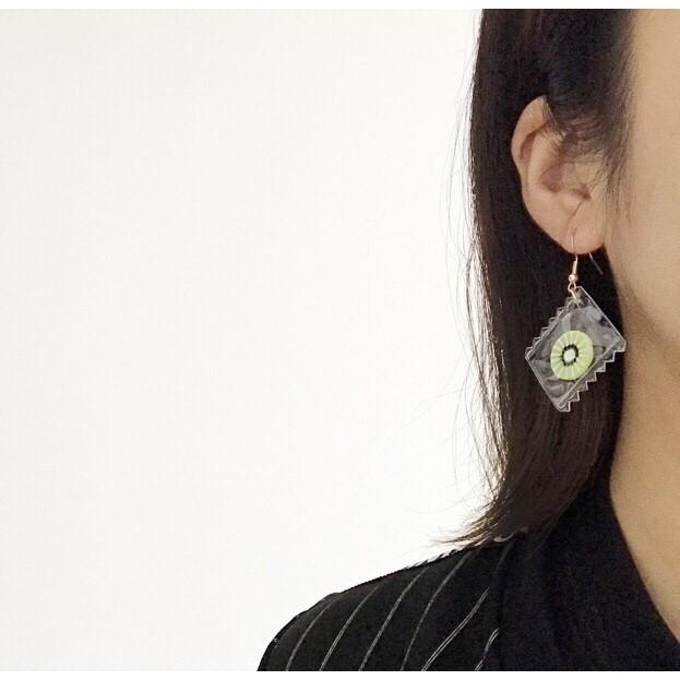 特價 手作 糖果袋 草莓 蛋 水果 造形 垂墜式 耳勾 耳環(可改夾式)-細節圖6