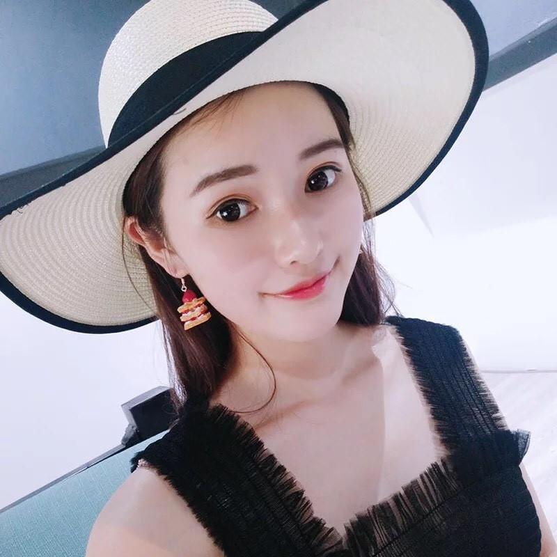 手作 可愛 搞怪 千層蛋糕 草莓蛋糕 造型 垂墜式 耳勾 耳環(可改耳夾)-細節圖5