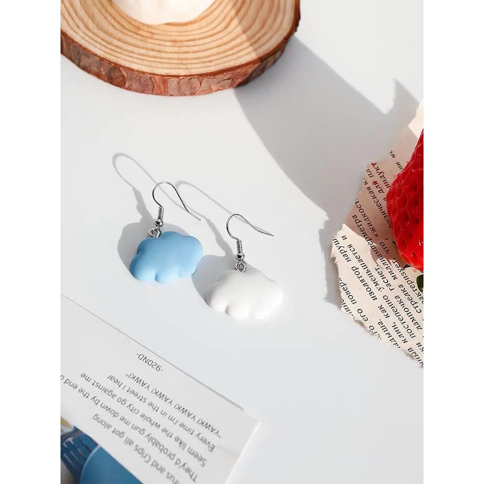 手作 可愛 搞怪 雲朵 造型 垂墜式 耳勾 耳環(可改耳夾)-細節圖3