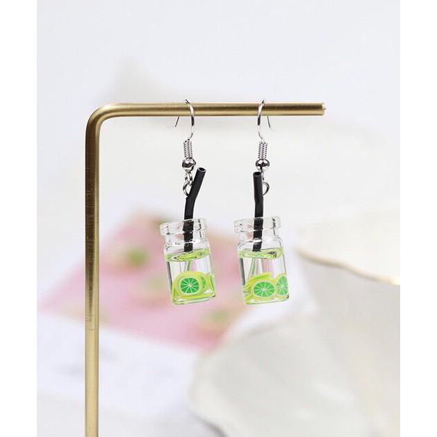 手作 搞怪 西瓜 草莓 奇異果 檸檬 水果 飲料 造型 耳勾 耳環(可改耳夾)-細節圖6