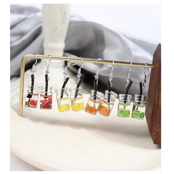 手作 搞怪 西瓜 草莓 奇異果 檸檬 水果 飲料 造型 耳勾 耳環(可改耳夾)-細節圖9