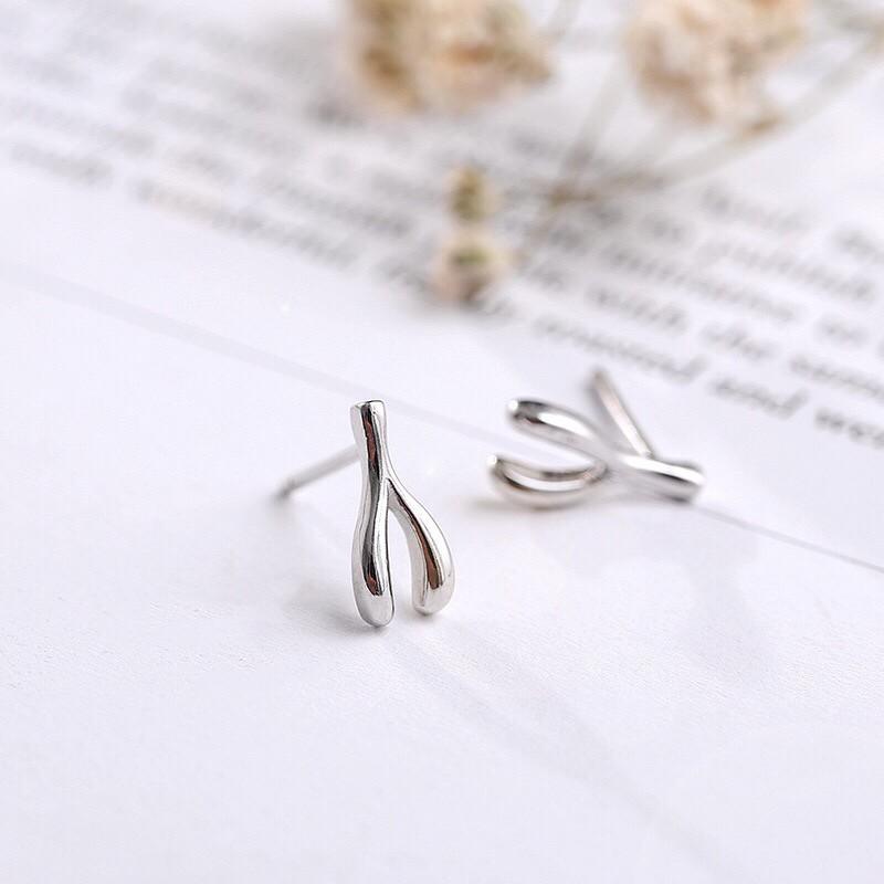 韓 氣質 輕巧 許願骨 骨頭 造型 S925抗敏感 耳針 耳環(可改耳夾)-細節圖3