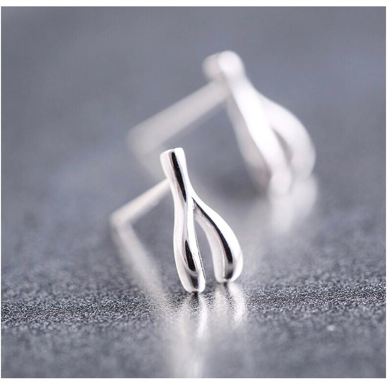 韓 氣質 輕巧 許願骨 骨頭 造型 S925抗敏感 耳針 耳環(可改耳夾)-細節圖7