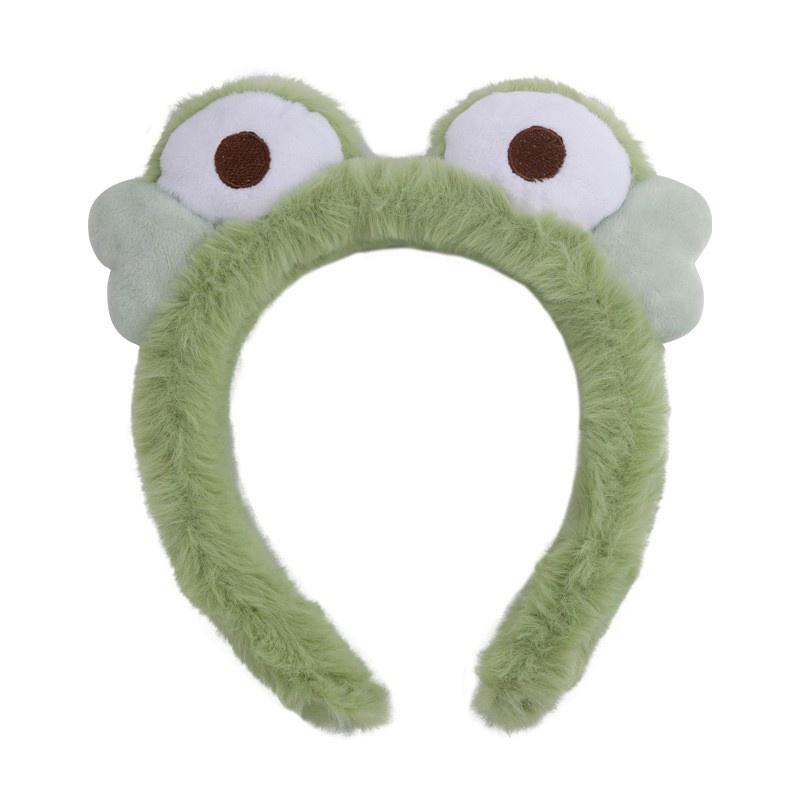 韓 超可愛 毛絨 大眼睛 青蛙 造型 髮圈 髮箍-細節圖5
