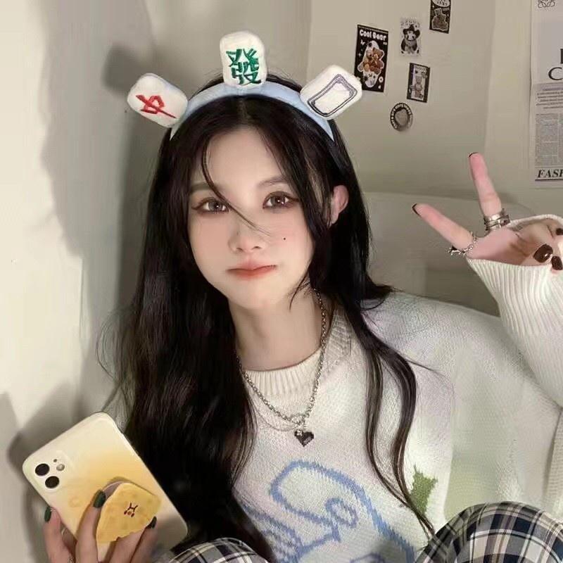 闆娘自留款 韓 可愛 麻將 中 發 白 過年 春節 髮圈 髮箍-細節圖3