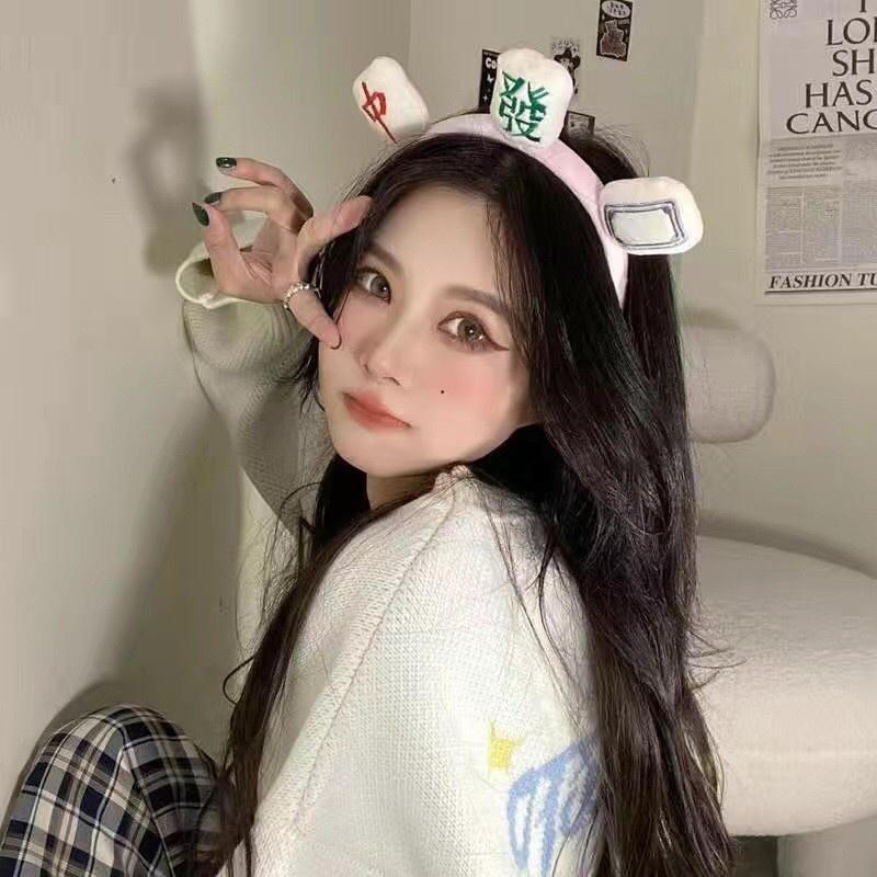 闆娘自留款 韓 可愛 麻將 中 發 白 過年 春節 髮圈 髮箍-細節圖5
