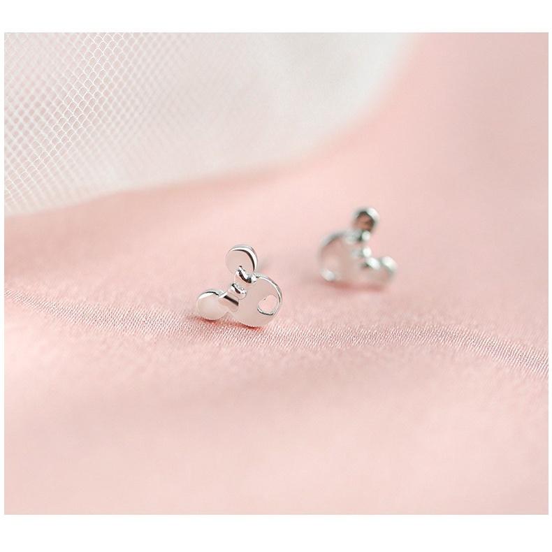 韓 氣質 輕巧 米奇 米妮 蝴蝶結 愛心 造型 s925抗敏感 耳針 耳環(可改耳夾)-細節圖6