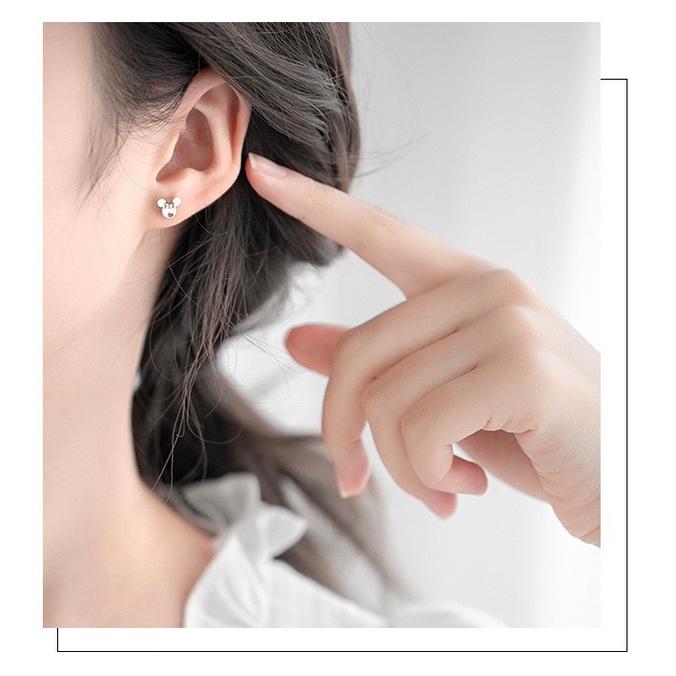 韓 氣質 輕巧 米奇 米妮 蝴蝶結 愛心 造型 s925抗敏感 耳針 耳環(可改耳夾)-細節圖7